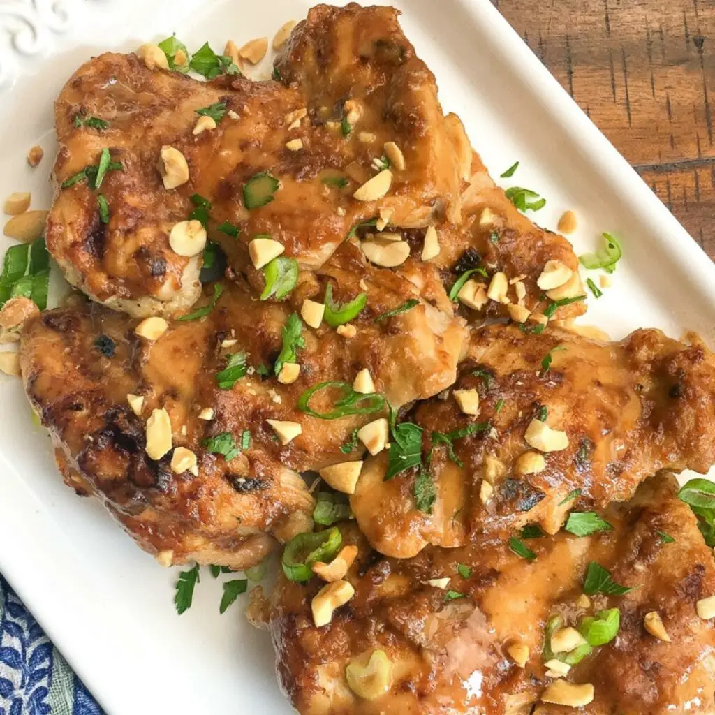 Instant Pot Thai Chicken Thighs With Peanut Sauce Ready to Serve