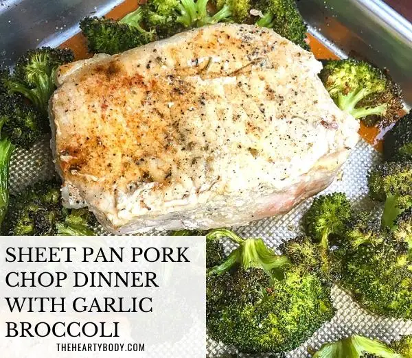 Sheet Pan Pork Chop Dinner with Garlic Broccoli